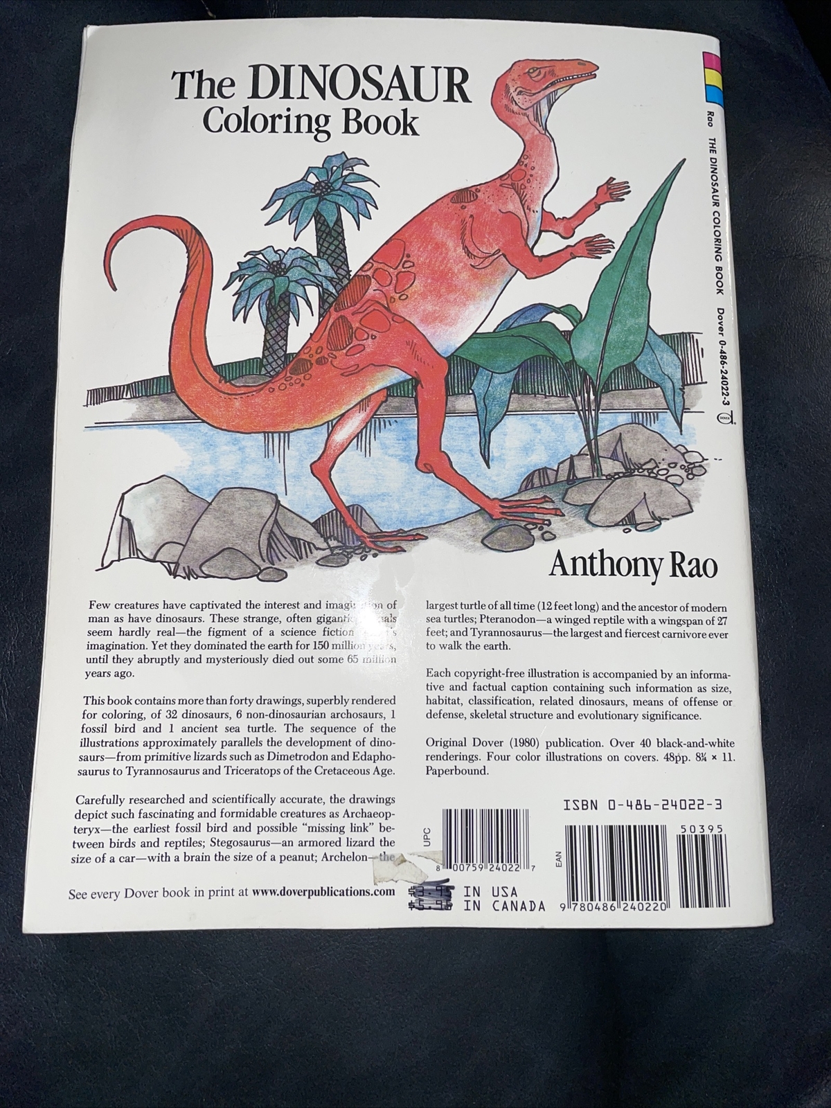 Dinosaur Coloring Book (Dover Nature Coloring Book) by Anthony Rao 90% Uncolored