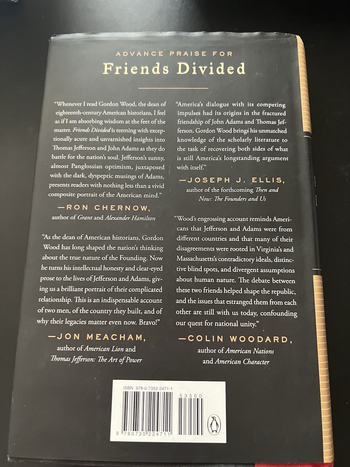 Gordon S. Wood Friends Divided John Adams & Thomas Jefferson Hardcover 2017