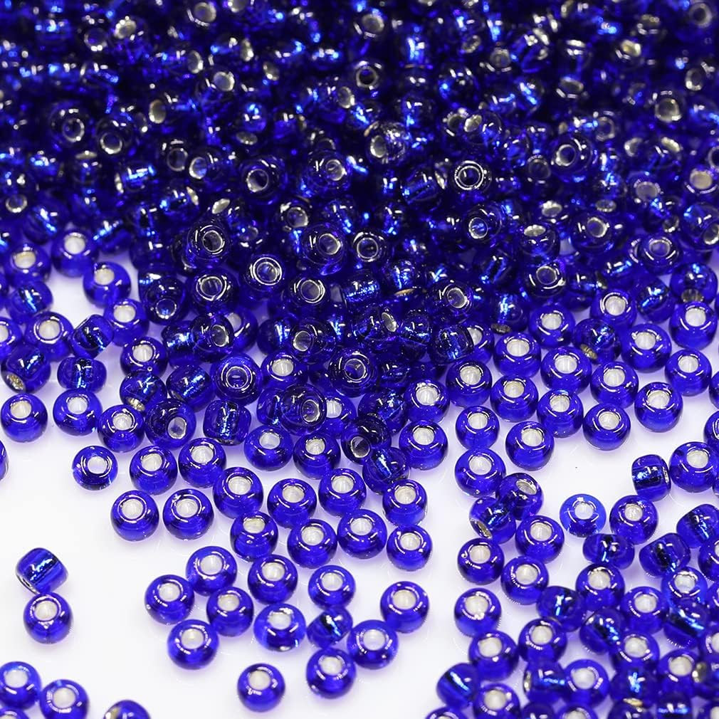 Royal Blue Sliver Lined Color Size 3Mm Seed Beads about 3600Pcs/100Grams in Bag,