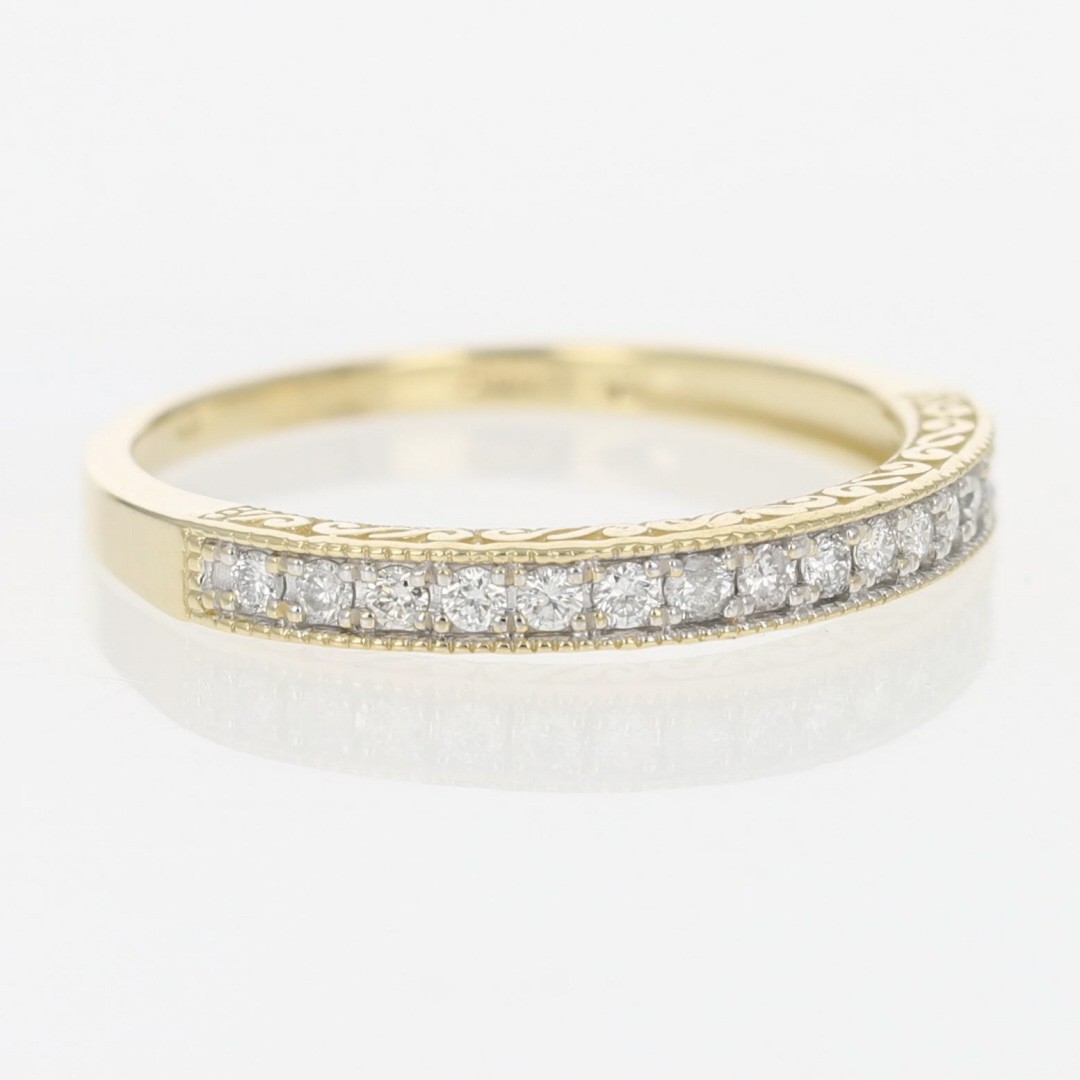 .19ctw Diamond Pavé Milgrain Scroll Wedding Band Ring 14k Yellow Gold Size 7.75