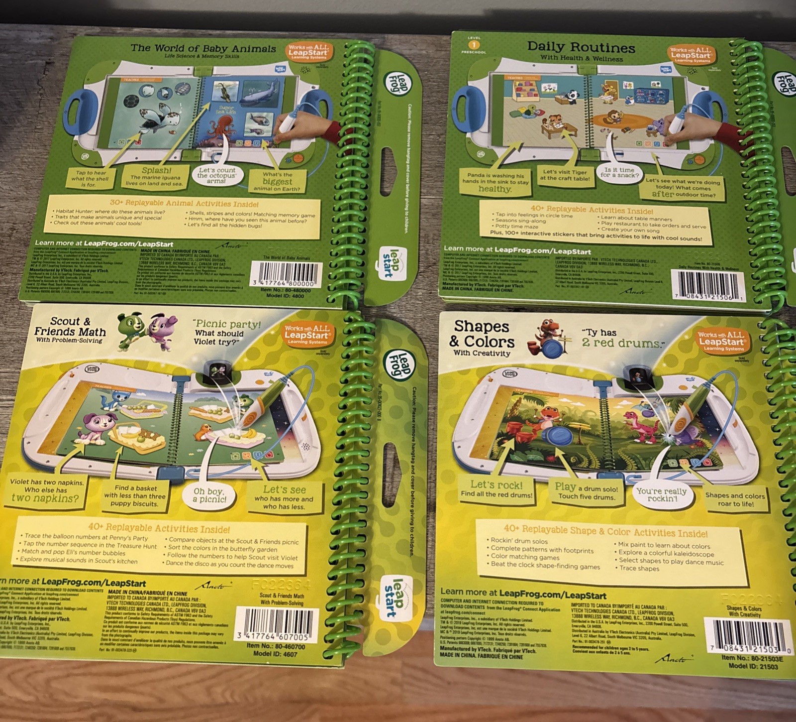 LeapFrog LeapStart Preschool Learning Books Lot of 4 NEW Shapes Math Animals