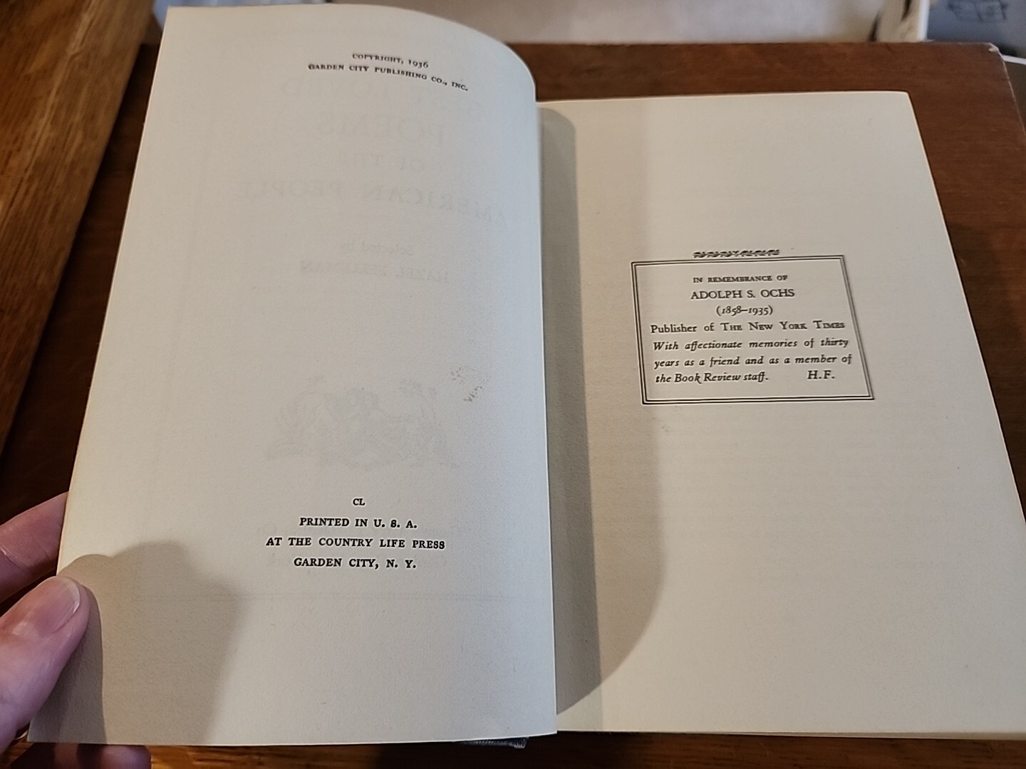 1936 Best Loved Poems of the American People, Selected By Hazel Felleman