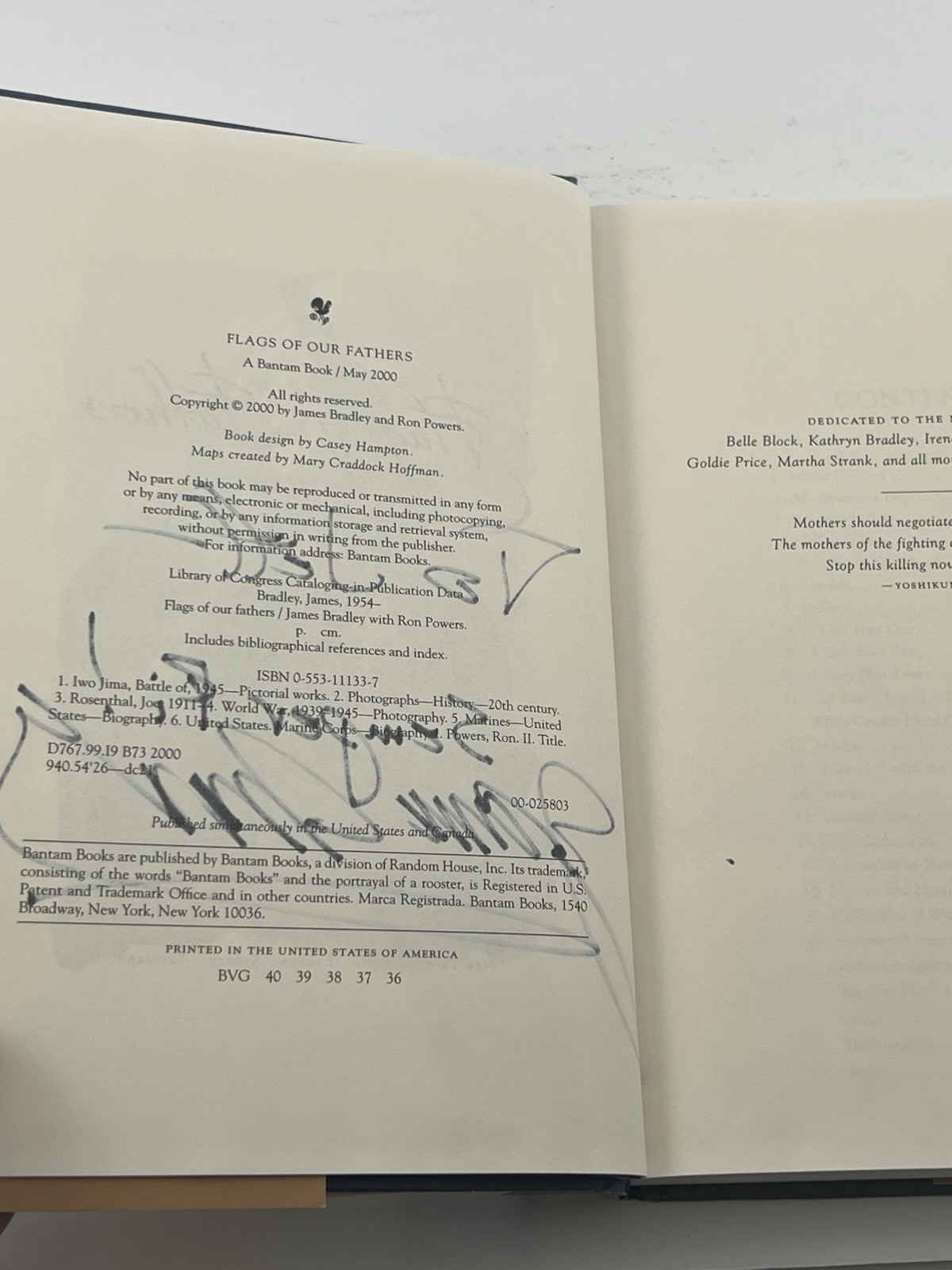 FLAGS OF OUR FATHERS BY JAMES BRADLEY, SIGNED, 1st Edition 2000