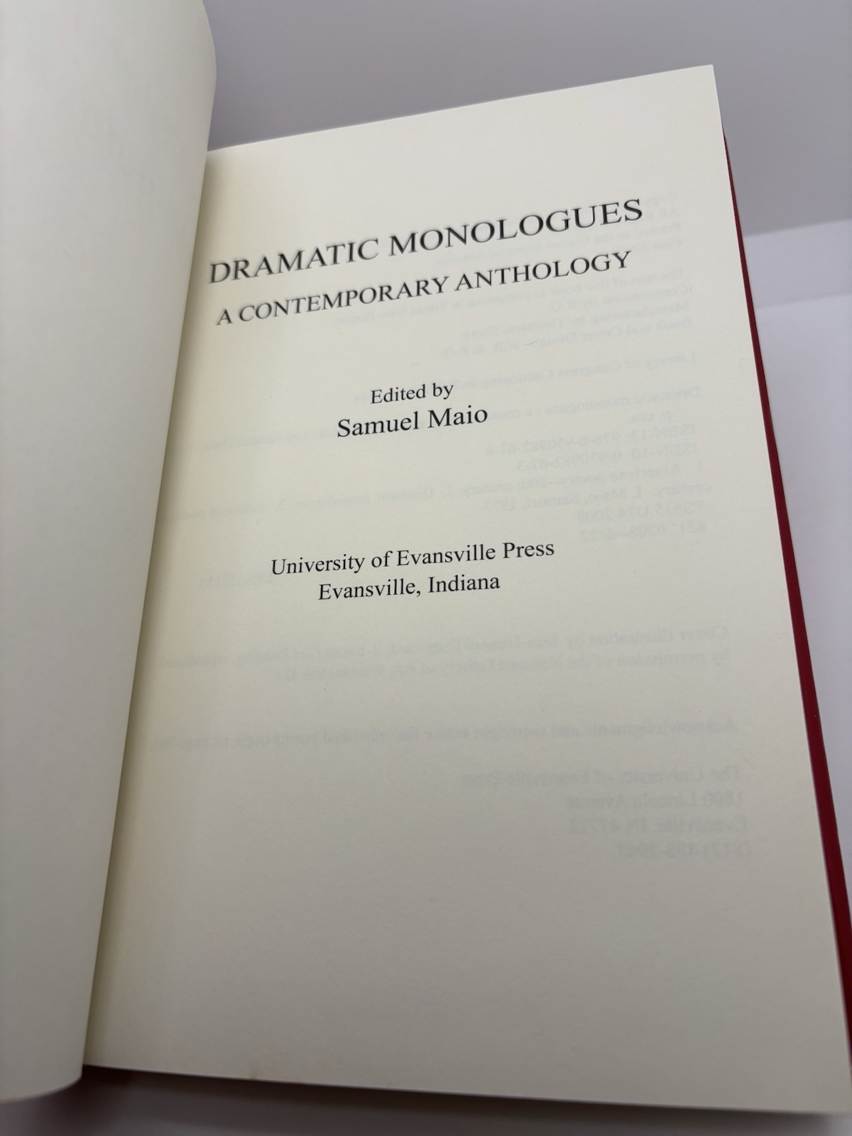 Dramatic Monologues : A Contemporary Anthology | Ed. Samuel Maio | 2009 #LikeNew