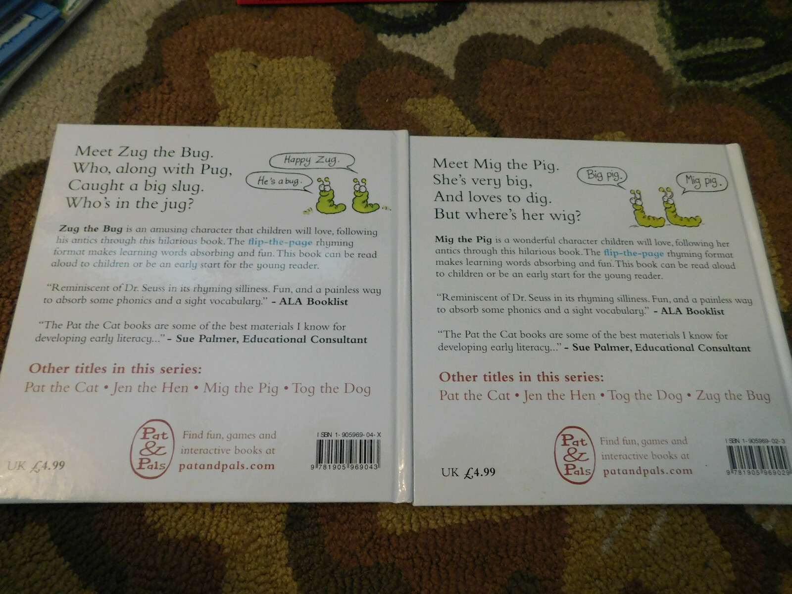 Vtg Lot MIG THE PIG & ZUG THE BUG Flip the page Rhyme & LEARN TO Read Books FUN