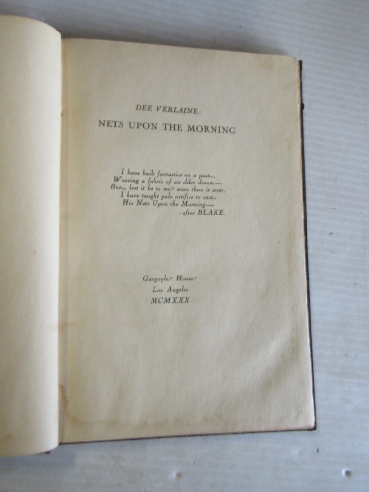 SIGNED BY DEE VER LAINE: NETS UPON THE MORNING 1930