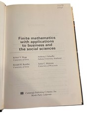 Finite Mathematics Hogg Randles Schaeffer Hickman 1974 Cummings Pub