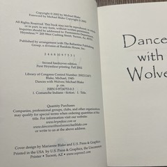 Dances with Wolves by Michael Blake;2nd edition;first hrymfaxe printing:fall2002