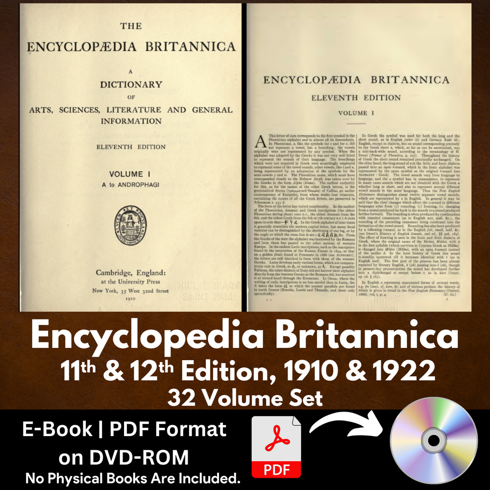 Encyclopedia Britannica 11th & 12th Edition – 32 Volume PDF E-Book set – DVD-ROM