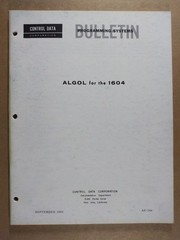 ALGOL for the 1604 Computer Control Data 1964