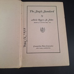 1928 The Single Standard by Adela Rogers St. Johns Vintage Hardback Read
