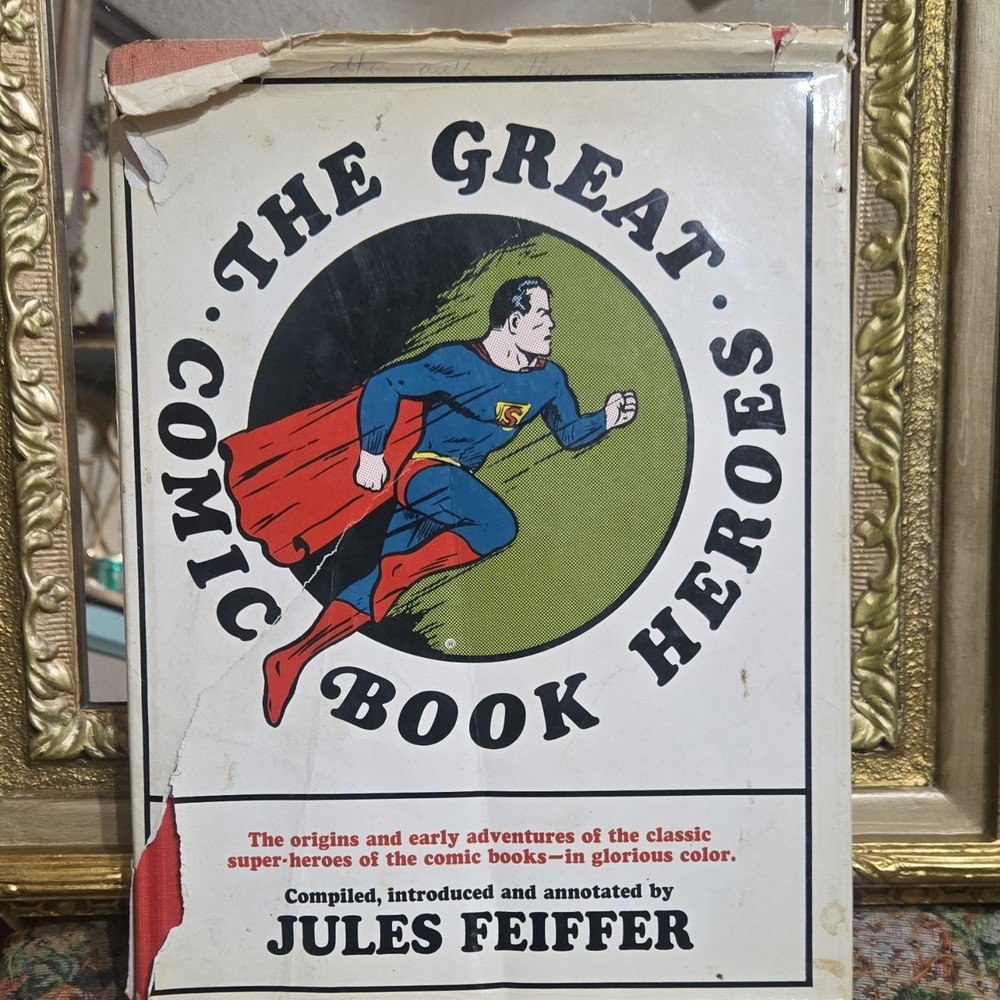 The Great Comic Book Heroes Jules Feiffer Hardcover 1965 Dial Press Illustrated