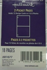 HALLMARK AR1077 2-POCKET ALBUM REFILL PAGES ~ 18 Count ~ NOS in Wrap ~ Free Ship