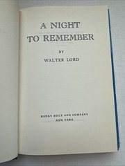RARE A Night to Remember by Walter Lord, 1976 edition, hardcover, DJ
