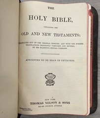 Leather Bible Nelson 1944 Pronouncing Bourgeois KJV Reference Indexed Clean Text