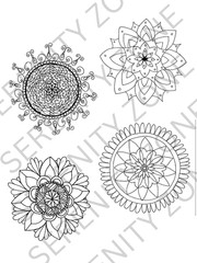 Mandala Coloring Packet;8 Hand-Drawn Mandalas; Relax and Color Mandalas by Naomi