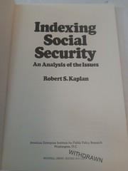 Indexing Social Security Robert S. Kaplan 1977 1st Ed Economics AEI Studies