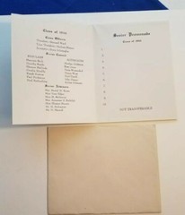 Vintage 1944 Hillside NJ High School Senior Class Promenade Program Invitation