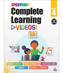 Spectrum Complete Learning & Videos Workbook Math Language Arts Grade 4 Ages 9+