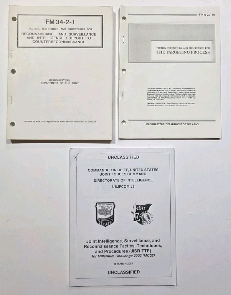 US Army Targeting and Intelligence Surveillance ISR Historic Books Vintage