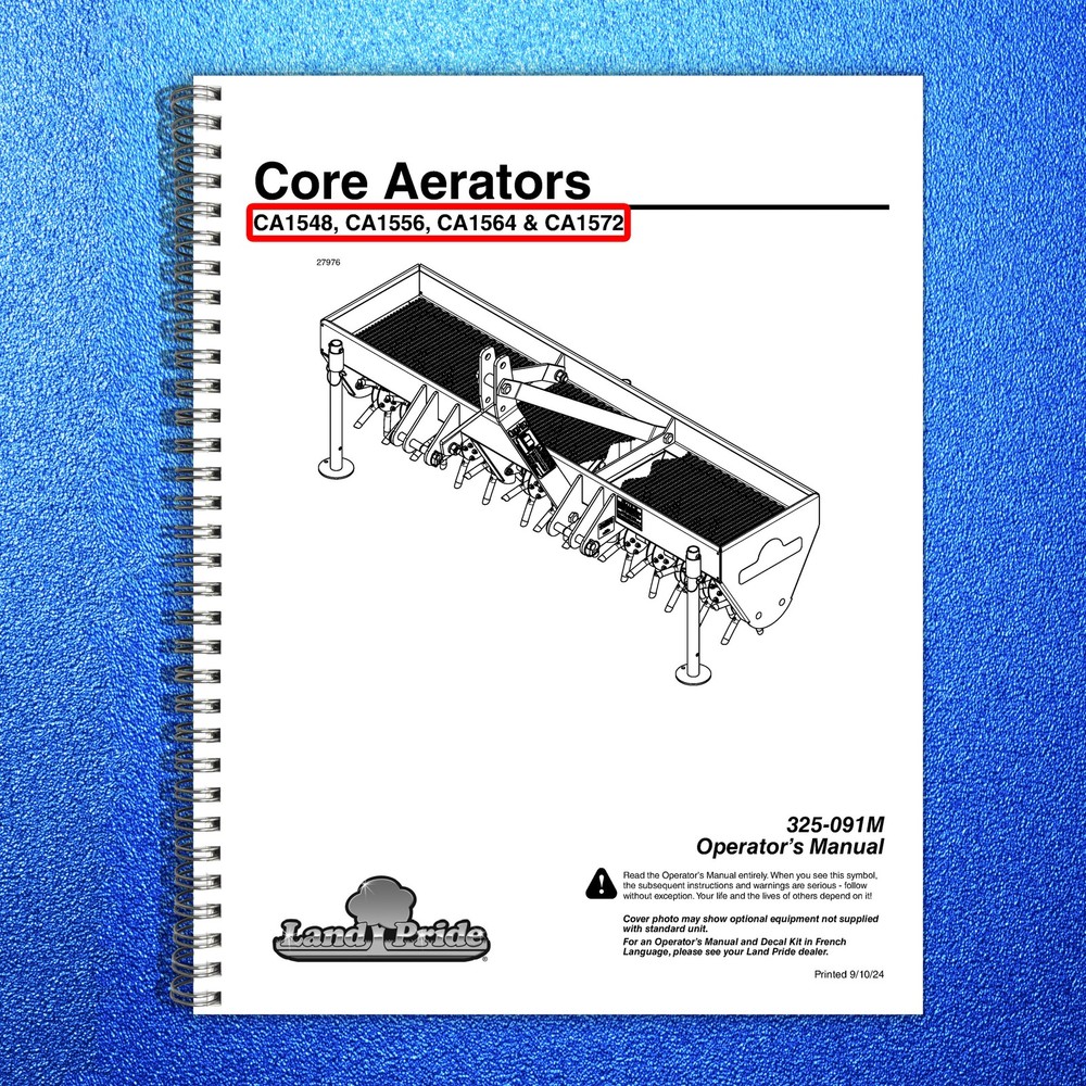 LAND PRIDE CA15 Series Core Aerators Operators Manual – WIRE BOUND – COVERS