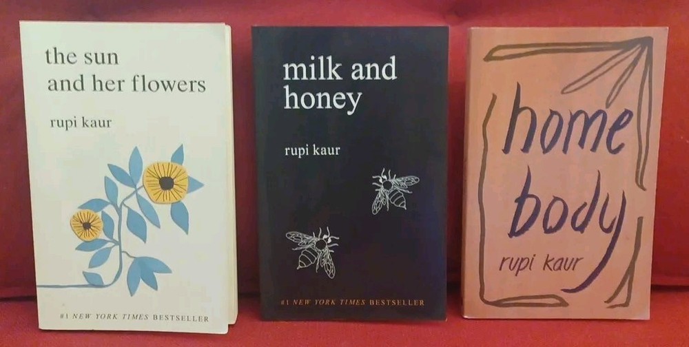 Rupi Kaur Collection 3 Book Set Lot Home Body, Milk & Honey, Sun and Her Flowers