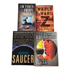 Max Brooks Tim Powers Stephen Coonts L Ron Hubbard 4 Book Lot Sci-Fi/Adventure