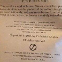 New American Library Fire Song Catherine Coulter Paperback Romance Novel 1985