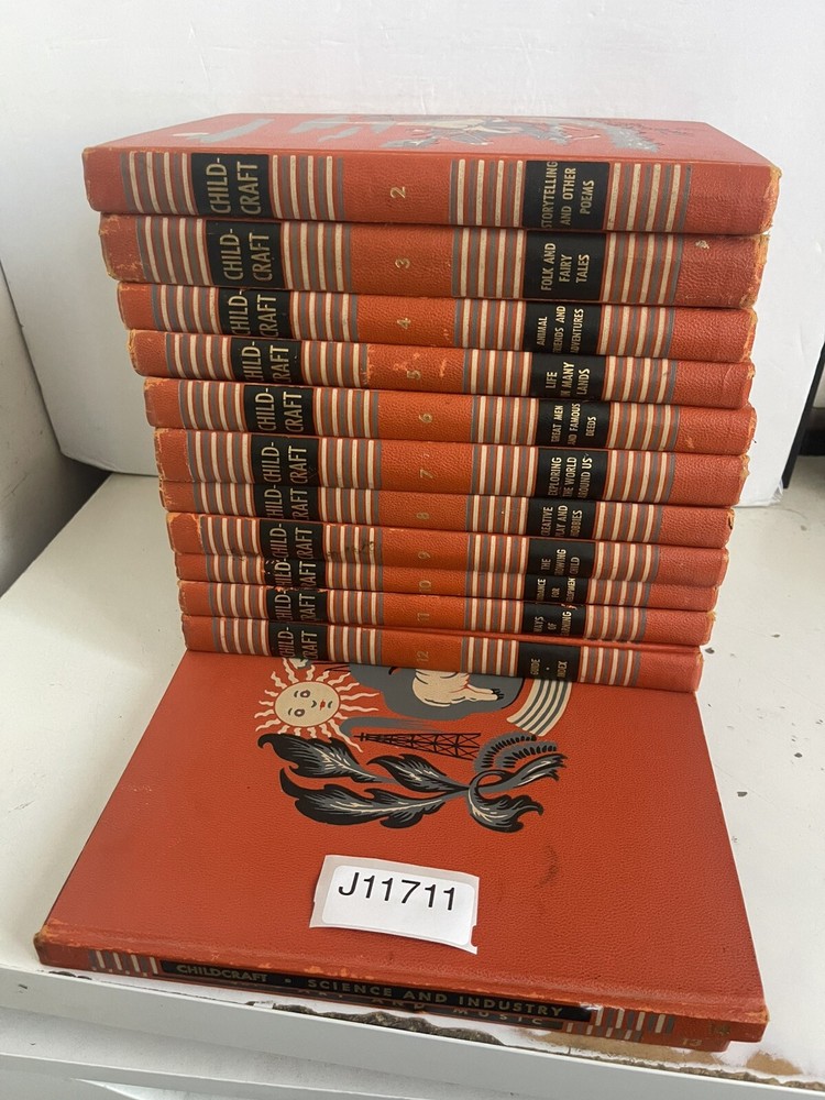 Vintage Childcraft 13 Book Lot Orange 1949 Vols 2- 14 Hardcover