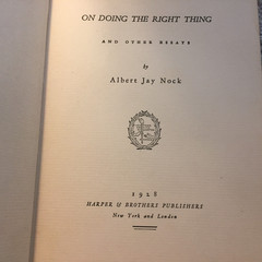 On Doing the Right Thing Essays Hardcover Book by Albert Jay Nock Harper 1928