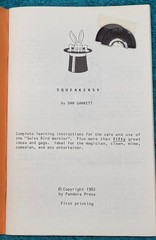 Squeakeasy Dan Garrett 1982 First Printing Magic Clown Gags Pandora Press