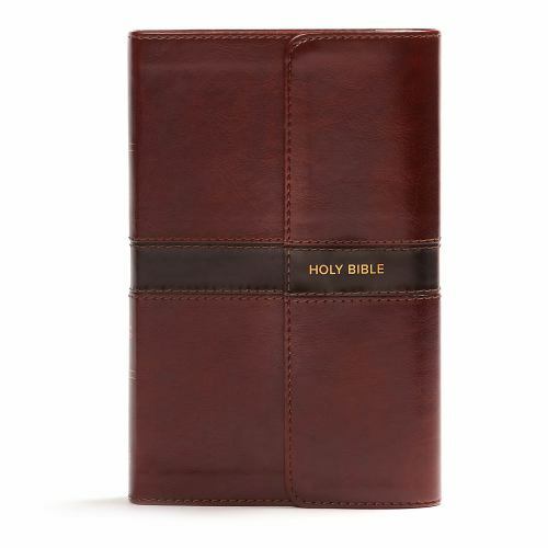 CSB Personal Size Bible, Saddle Brown LeatherTouch with Magnetic Flap by