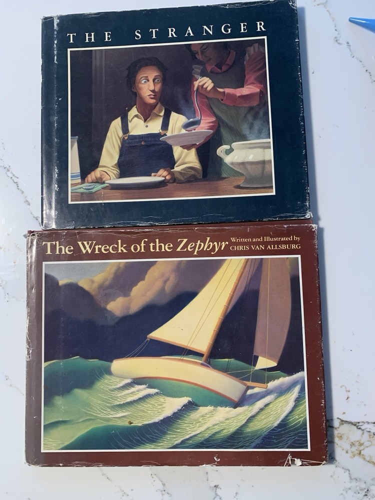 Lot Of 2 Chris Van Allsburg Books Stranger And Wreck Of The Zephyr 1st Ed. HC DJ