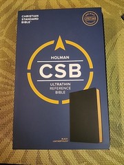 CSB Ultrathin Reference Bible, Black LeatherTouch Red Letter Edition