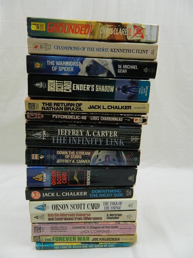 Lot of 15 Sci-fi Books Random Mixed Authors, Chandler, Card, Carver, Chalker