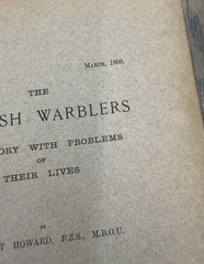 British Warblers History Problems Their Lives H. Eliot Howard 1907 1909 1909