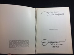 1972 MUSEUM MASTERPIECES ENGAGEMENT CALENDAR, 18TH EDITION