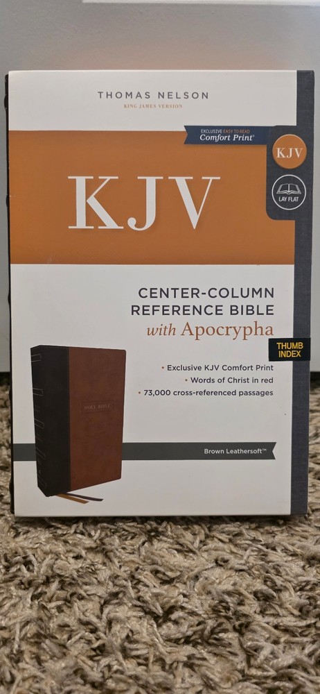 KJV Bible: Center-Column Reference Bible Apocrypha Brown Leathersoft indexed