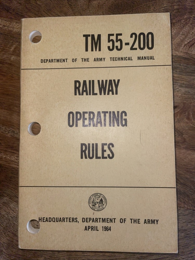 Railway Operating Rules Manual Paperback Book 1964 TM 55-200
