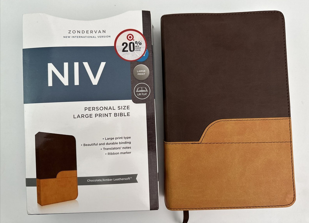NIV Bible Zondervan Personal Size Large Print Leathersoft Chocolate/Amber 2011