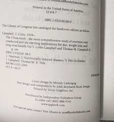 THE CHINA STUDY by T. Colin Campbell, PhD. PLANT BASED VEGAN Diet Weight Loss pb