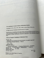 Finite Mathematics With Applications For Business and Social Sciences, SL (MC22)