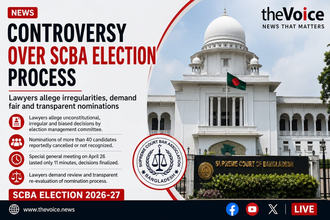 Photocard News photocard showing Bangladesh Supreme Court with headline about SCBA election controversy