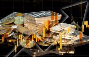 Gold bullion displayed in a secure vault as global prices hit a record high.
