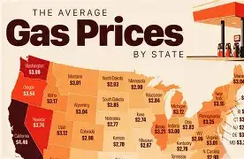 A gas station price board in the United States displays rising fuel prices as global energy tensions intensify.