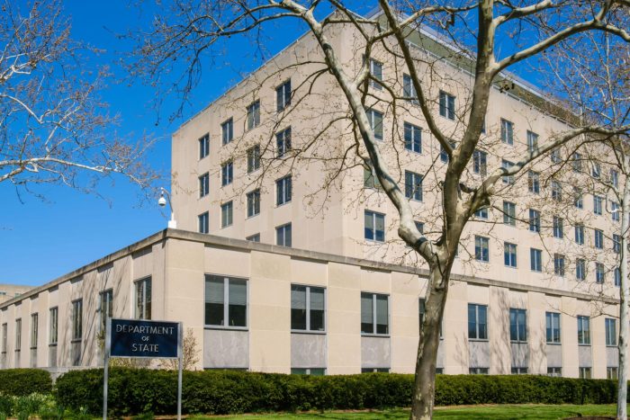 Exterior view of the U.S. Department of State building in Washington, D.C.