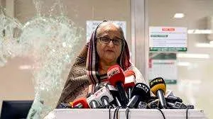 The International Crimes Tribunal building in Dhaka with legal documents in the foreground representing the challenge to Sheikh Hasina's death sentence.