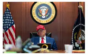President Donald Trump speaking to reporters about the Iran ceasefire status on May 11, 2026.
