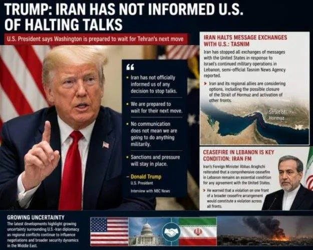 U.S. President Donald Trump speaking during a phone interview from the Oval Office, flanked by the American flag.