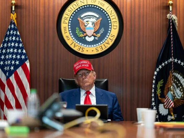 A text document detailing a news report from Ankara, Turkey, where U.S. President Donald Trump announces plans for an imminent, major military strike against Iran.